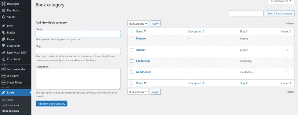 books category taxonomy look