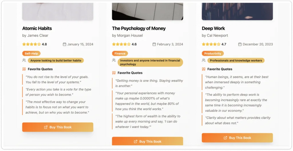 books page prototype by lovable