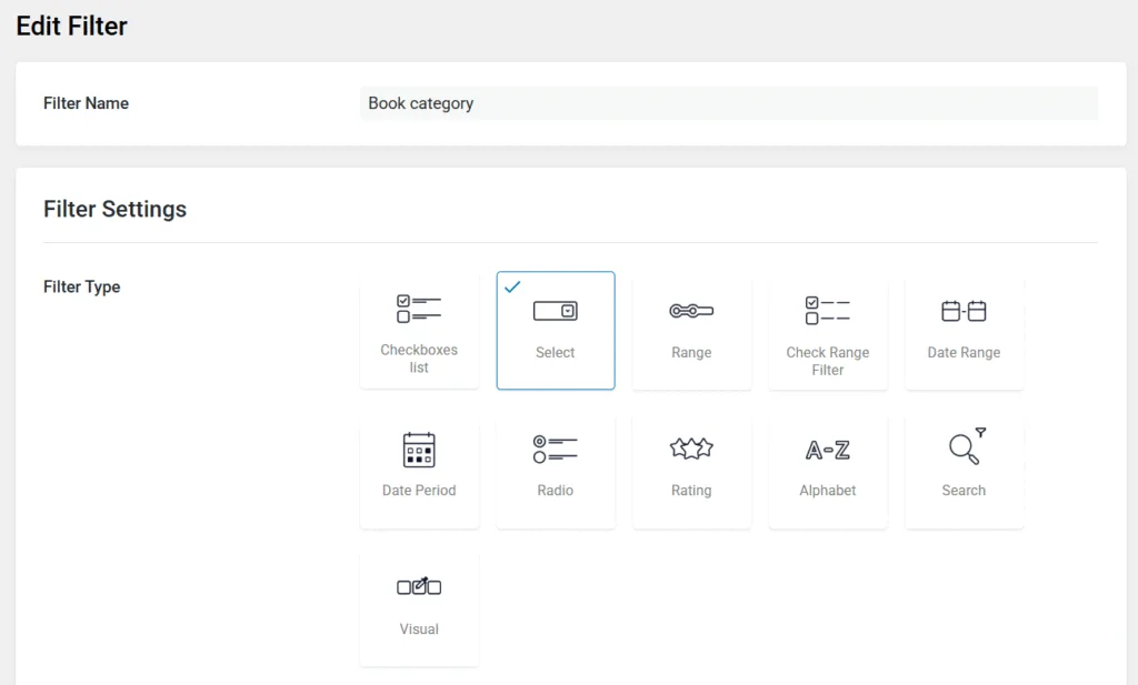 create book category filter with jetsmartfilters