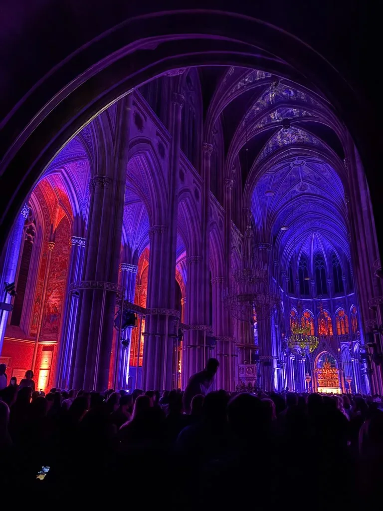 Votivkirche light show, Vienna